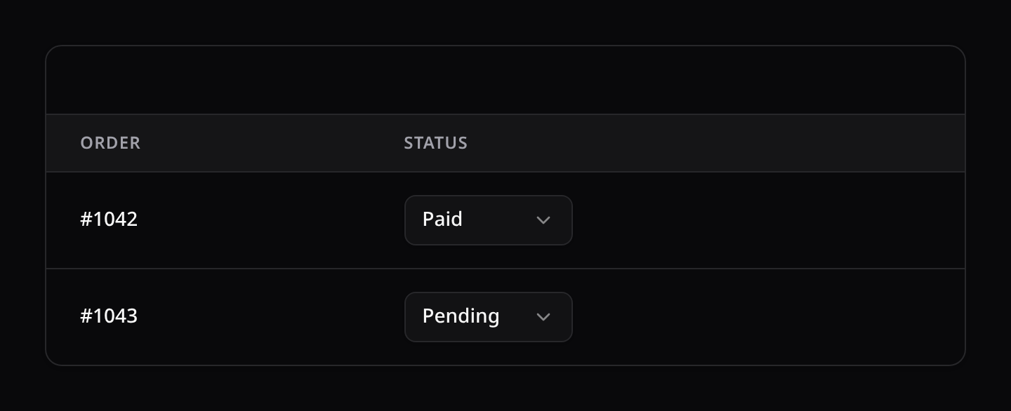 SelectColumn: inline dropdown editing