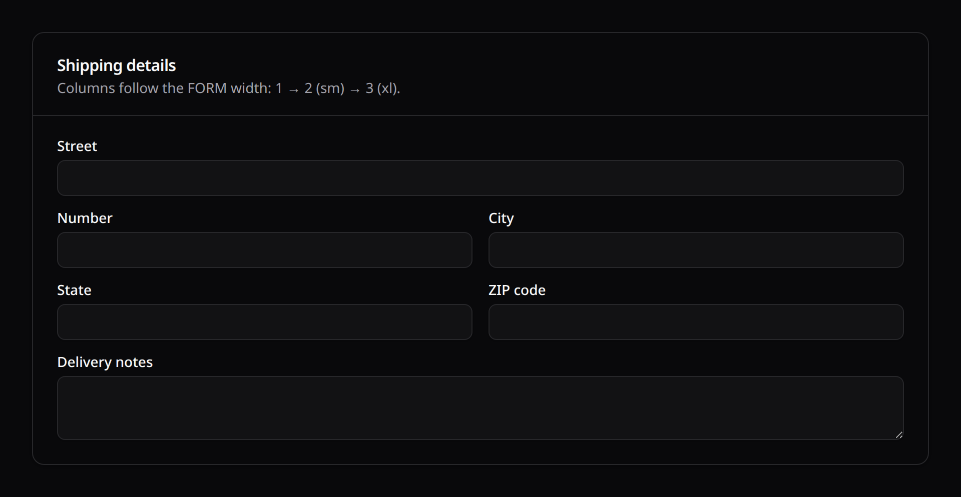 Responsive form columns