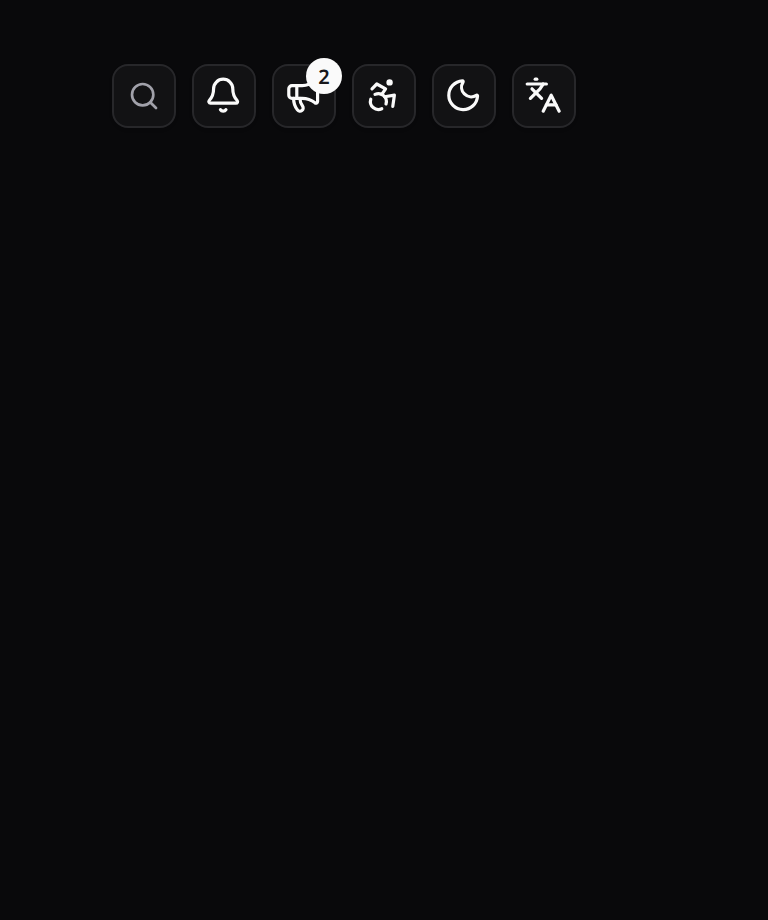 The same header triggers on a narrow screen, all collapsed to icon buttons