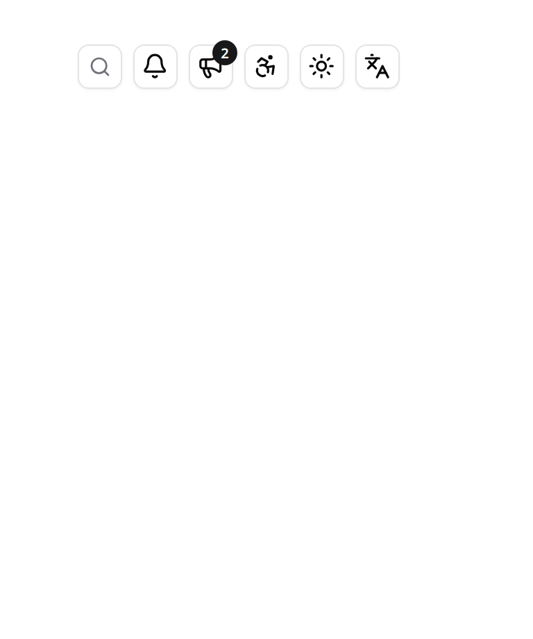 The same header triggers on a narrow screen, all collapsed to icon buttons