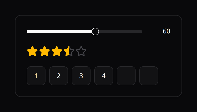 Slider, Rating and PIN input
