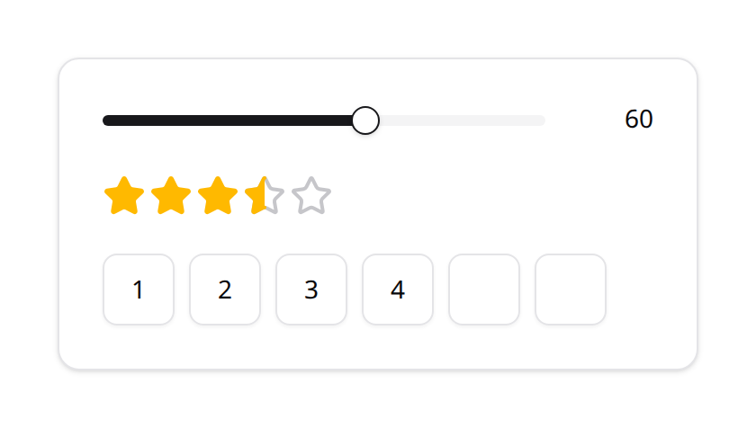 Slider, Rating and PIN input