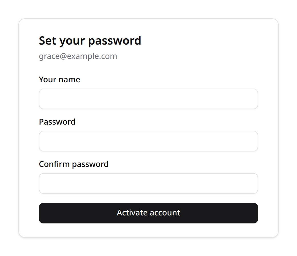 Member activation — set password