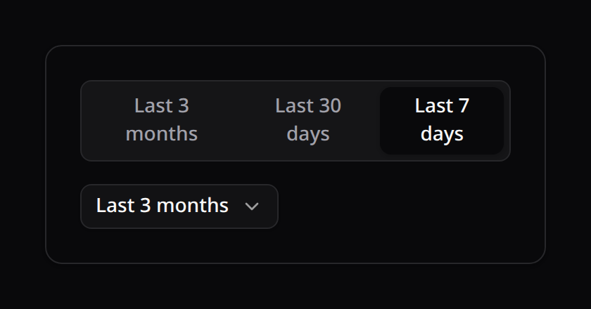 Period filter — segmented and select