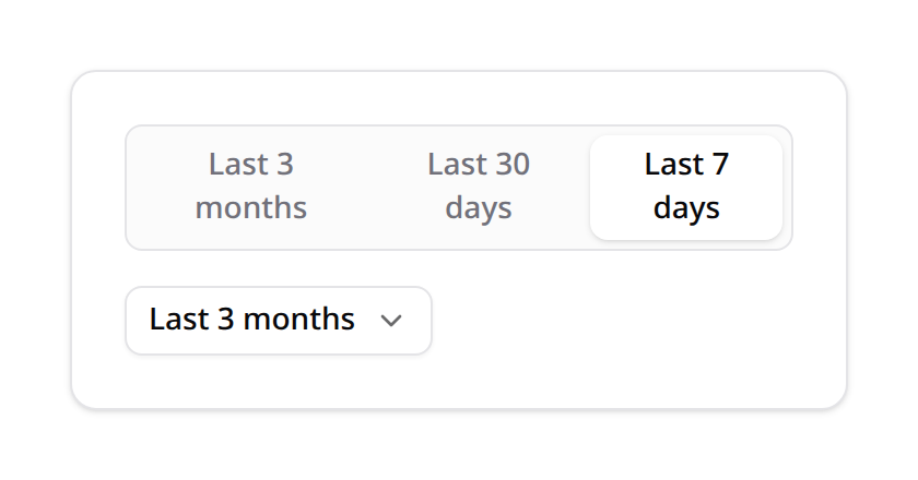 Period filter — segmented and select