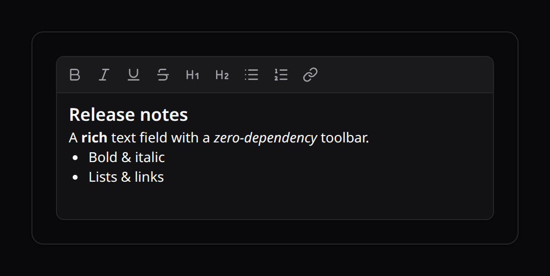 Rich editor — basic driver