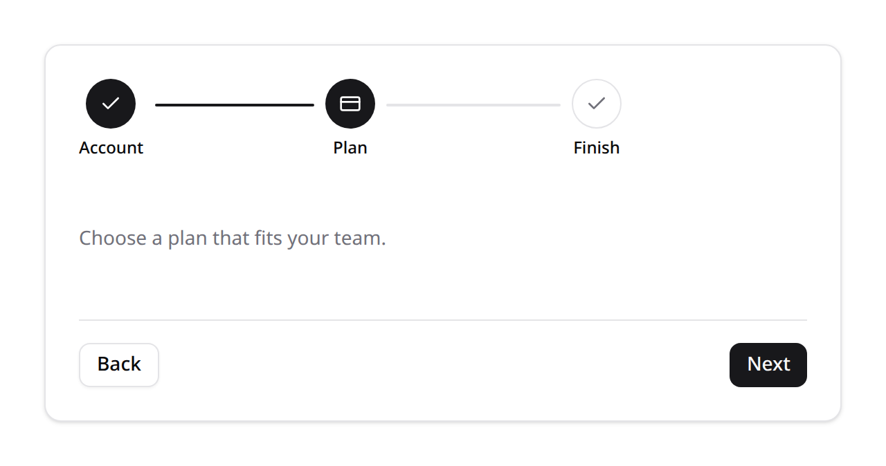 Wizard — stacked step layout