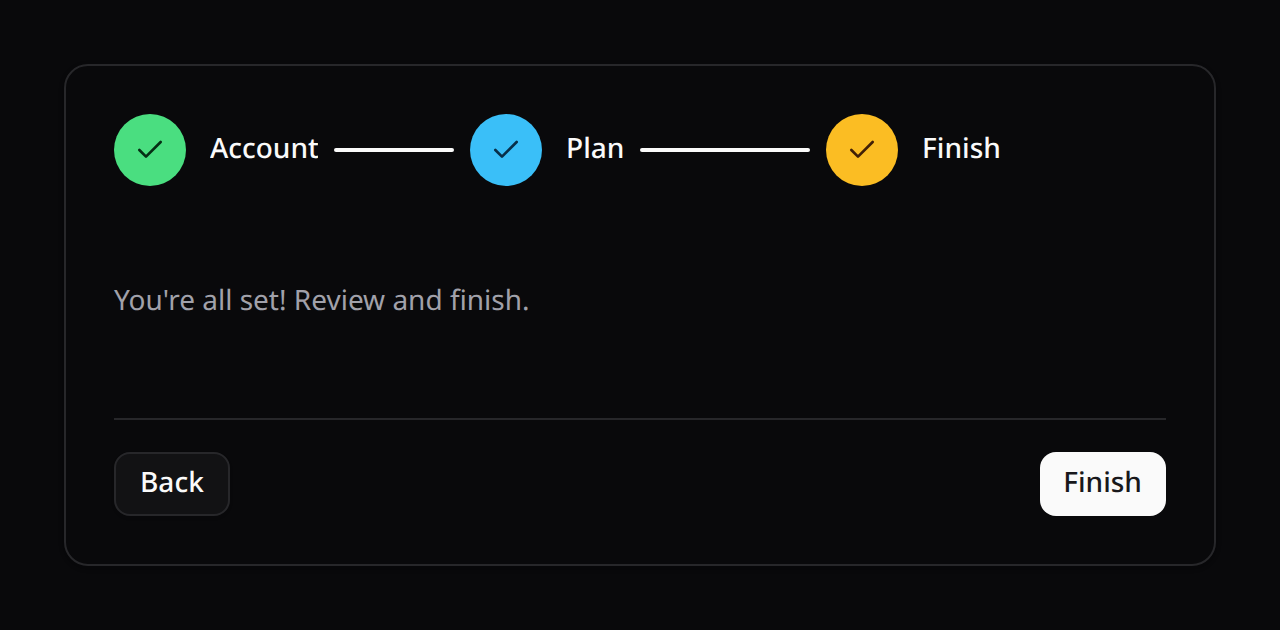 Wizard — per-step colors